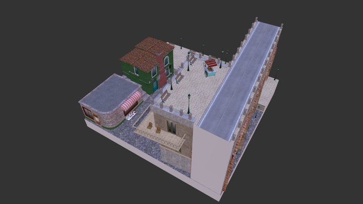 Italian City Scene 3D Model