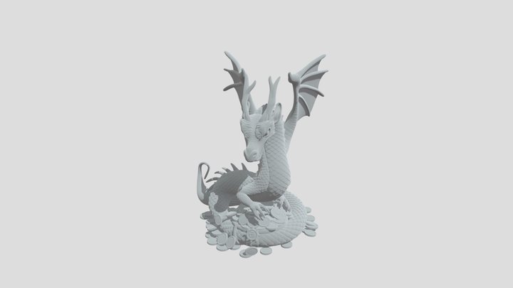 形象为一条西方红龙盘踞着守护宝藏的样子 3D Model