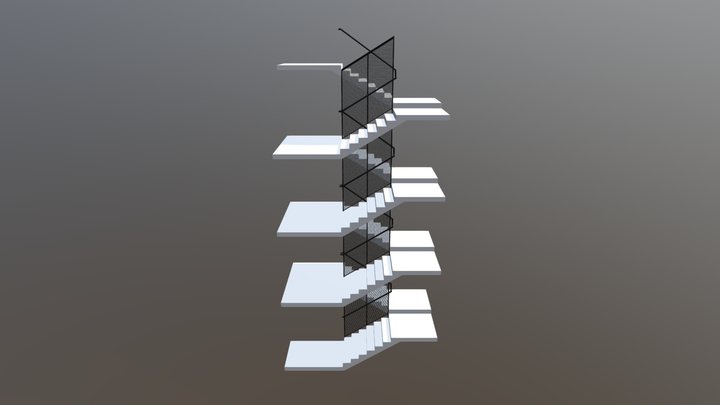 Detalle escalera sur_ metal desplegado 3D Model