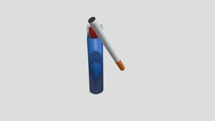 Low-Poly Lighter + Cigarette 3D Model