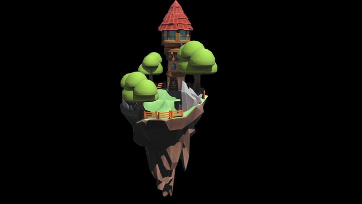 Floating tower rock 3D Model