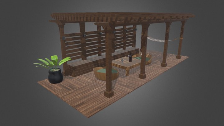 Terrace Wood Structure 3D Model