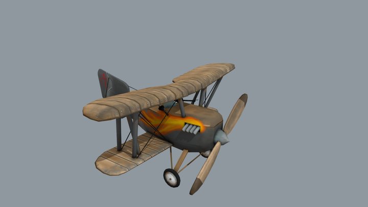 Fairey Fox MK  I RustAirborn interbellum plane 3D Model
