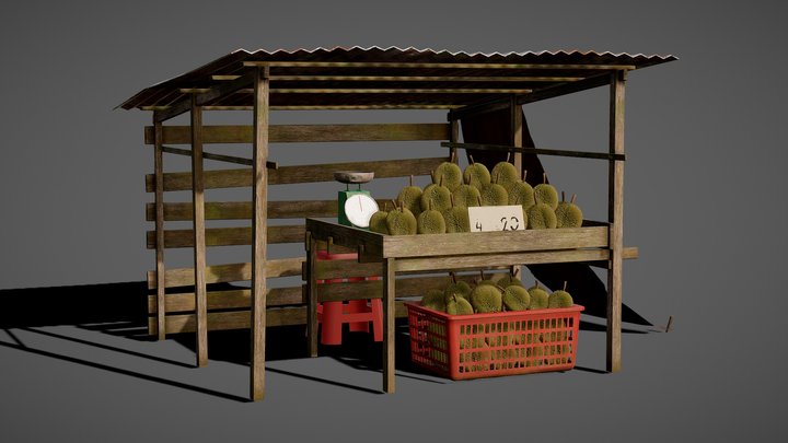 Fruit Stall Marketplace 3D Model