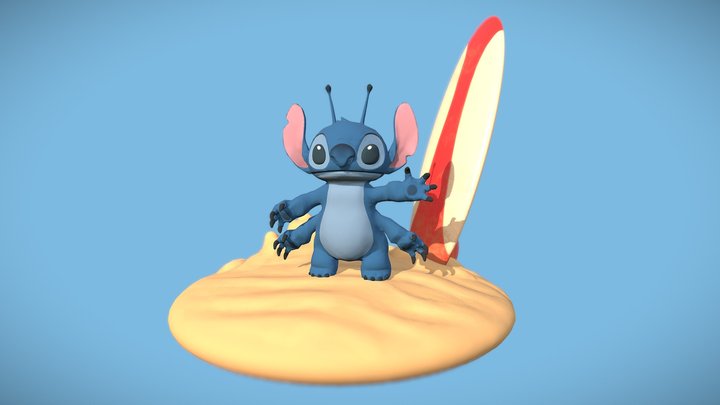Stitch at the beach 3D Model