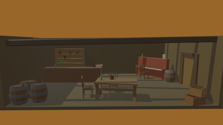 Tarbern with piano animation 3D Model