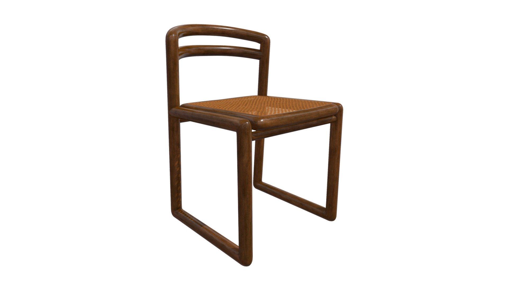 Italian Vintage Cane And Wood Chair 3D model by FurnishLink [d3981ea