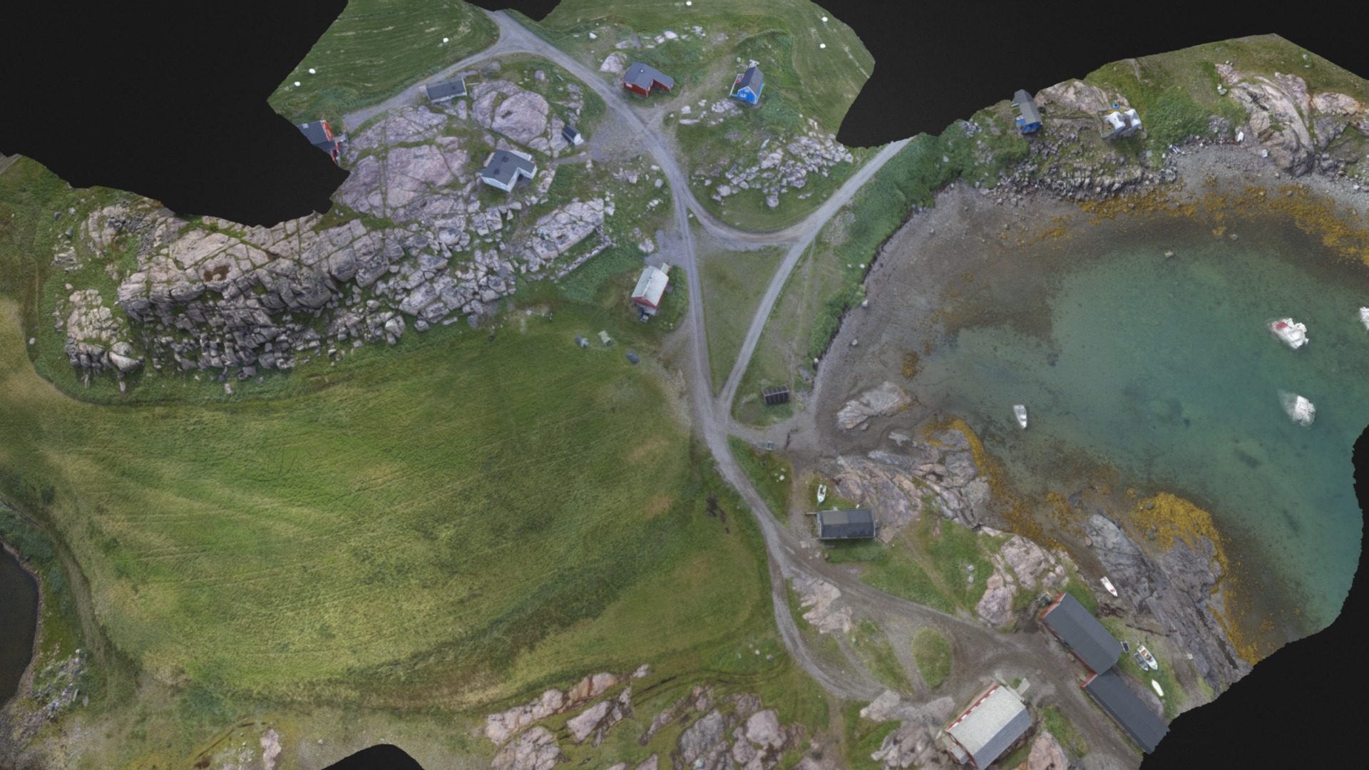 3D model Harbour and coastal area – Igaliku, Greenland - This is a 3D model of the Harbour and coastal area - Igaliku, Greenland. The 3D model is about map.