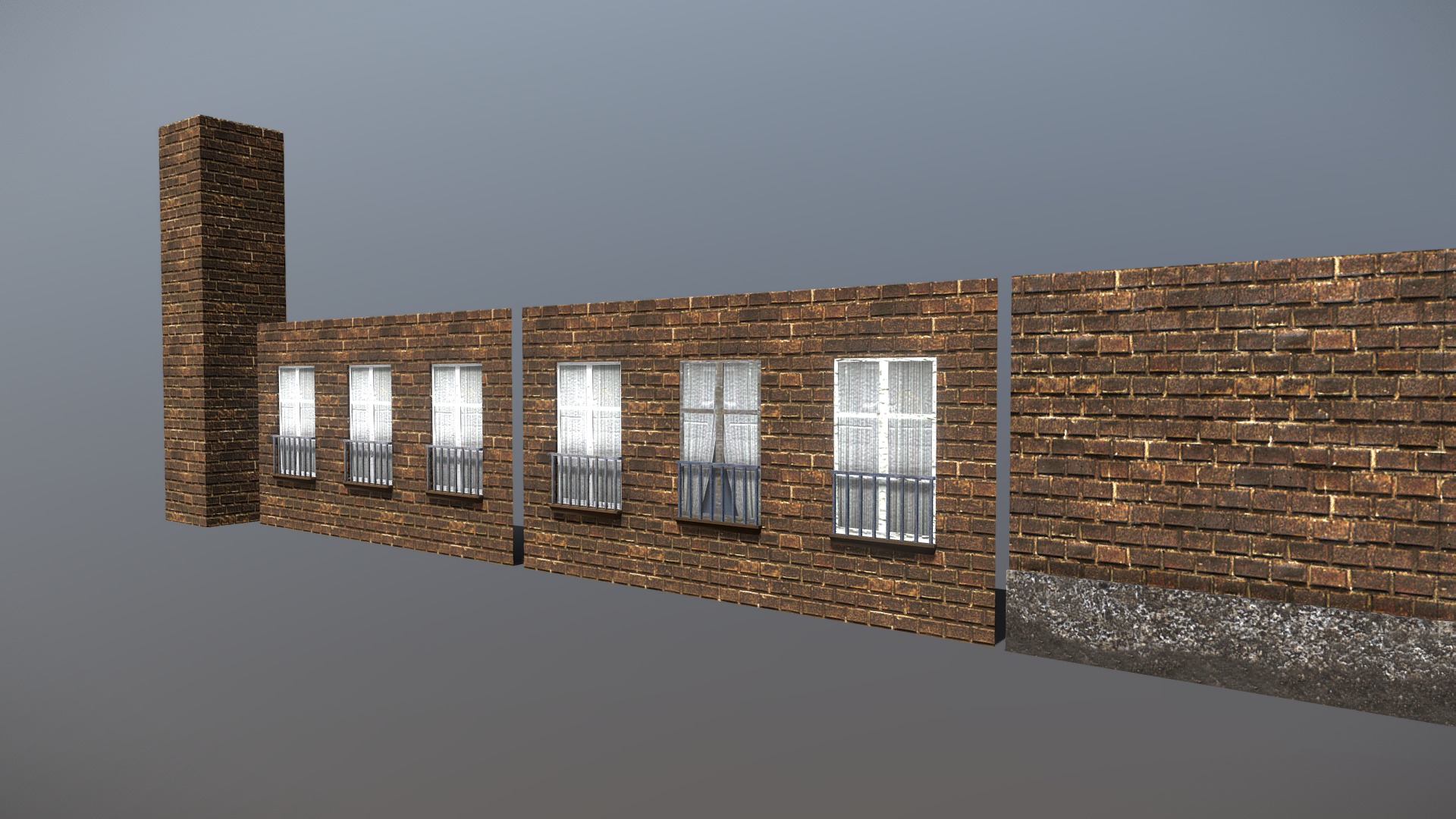 3D model Simple Low Poly Building Assets - This is a 3D model of the Simple Low Poly Building Assets. The 3D model is about a brick building with windows.