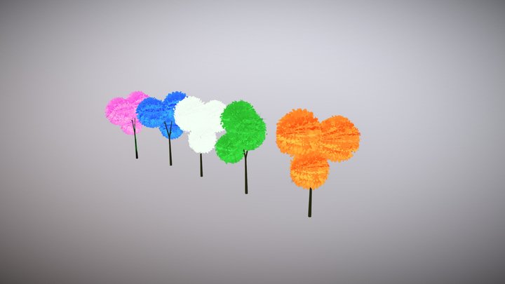 Stylized Trees lowpoly multiple variants 3D Model