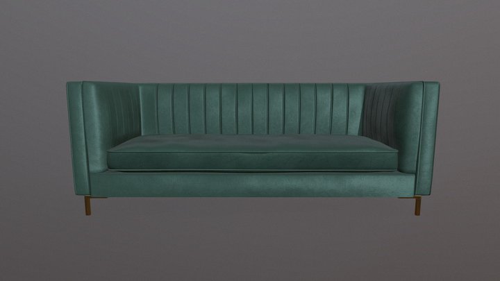 Green_Velvet_Three_seaterSofa 3D Model