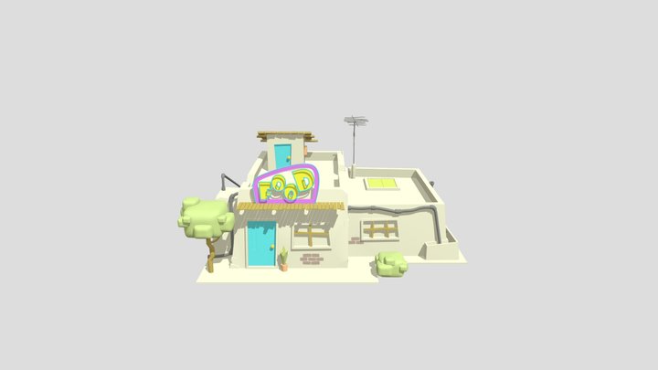 Low-poly Desert Food Shop 3D Model