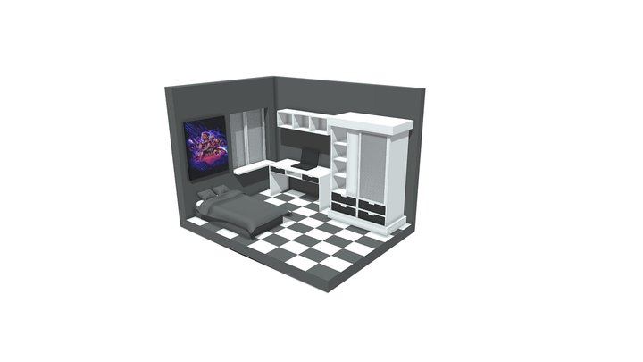 Isometric bedroom 3D object 3D Model