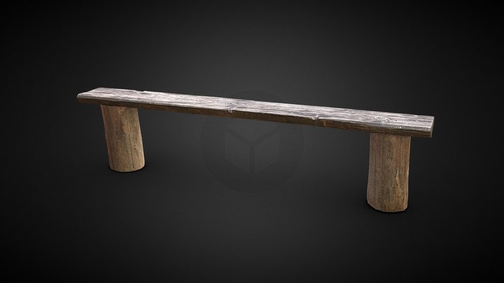 Wood Bench Old 3D Scan - Retopo