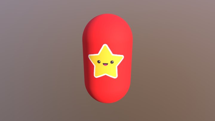 Red Pill With Star 3D Model