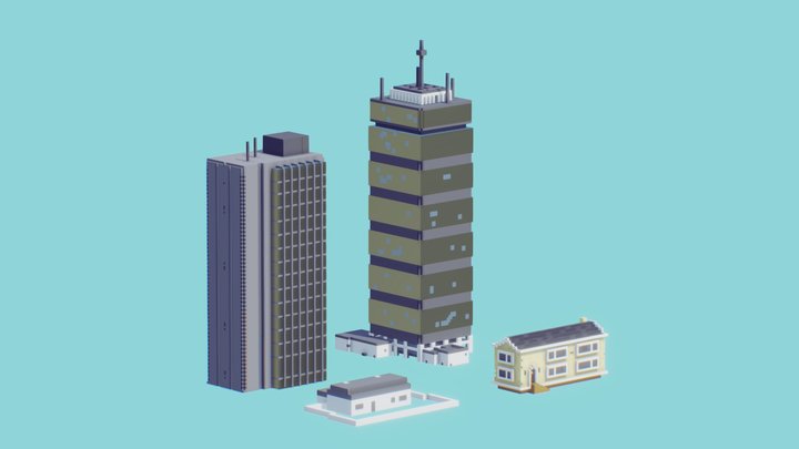 Free Voxel Assets: Cityscape! 3D Model