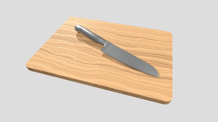 Knife & Cutting Board 3D Model