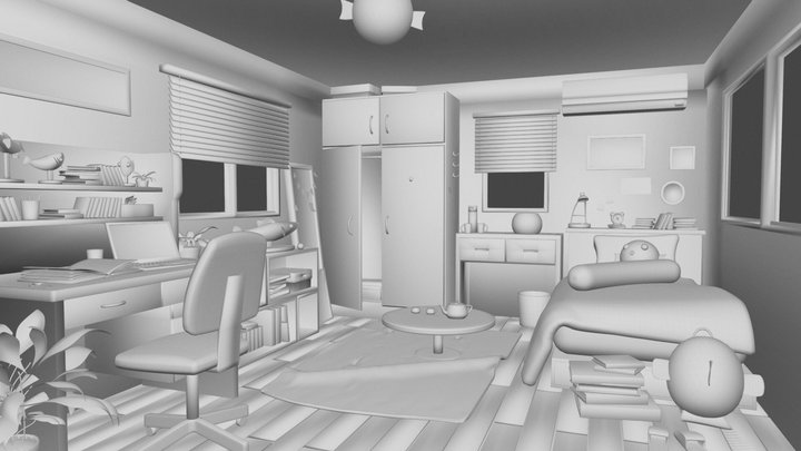 Fish fan's bedroom 3D Model