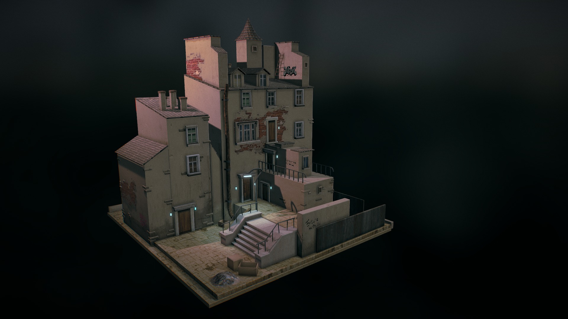 3D model Somewhere in district - This is a 3D model of the Somewhere in district. The 3D model is about a model of a castle.
