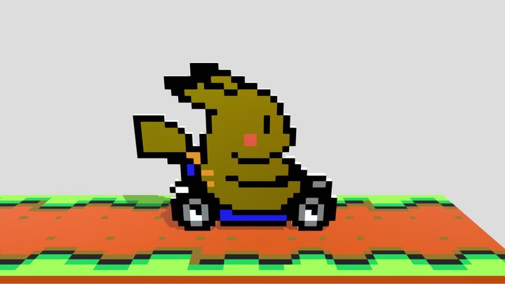 Car Pikachu Pixel 3D Model