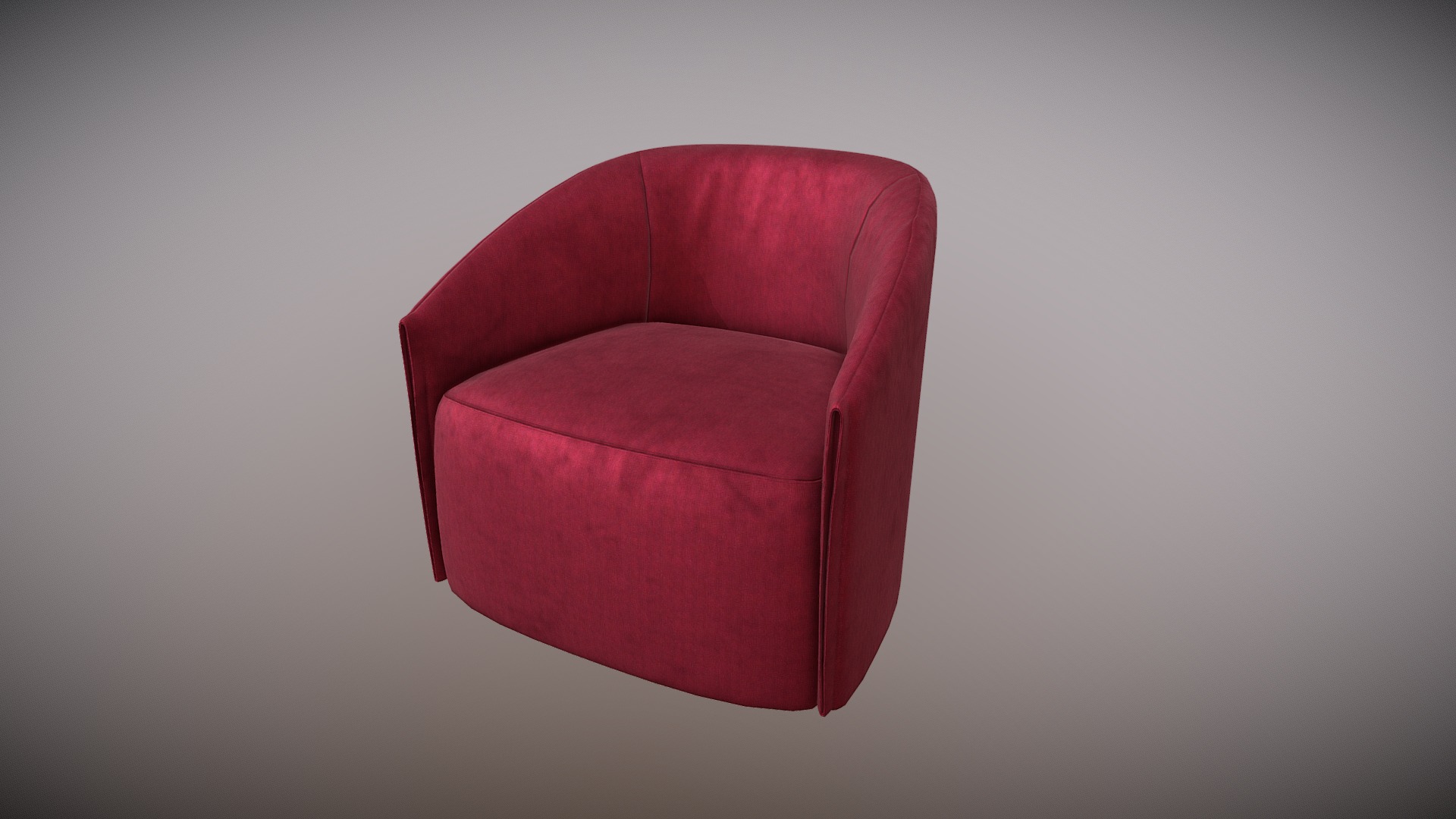 3D model Swivel Chair Velvet - This is a 3D model of the Swivel Chair Velvet. The 3D model is about a red chair on a white background.