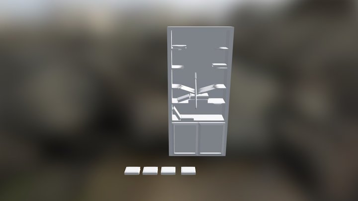 Broken Bookshelf With Axe 3D Model
