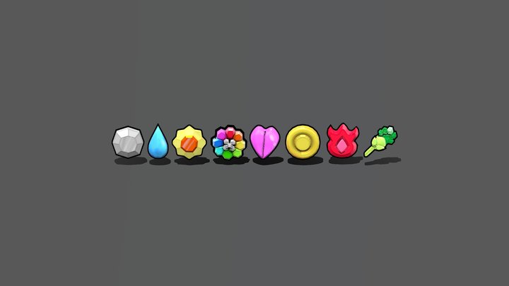 Kanto Gym Badges 3D Model