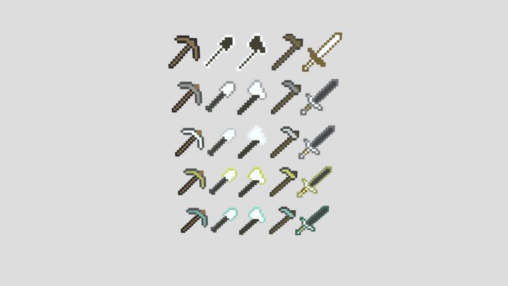 Minecraft Weapon Pack 3D Model