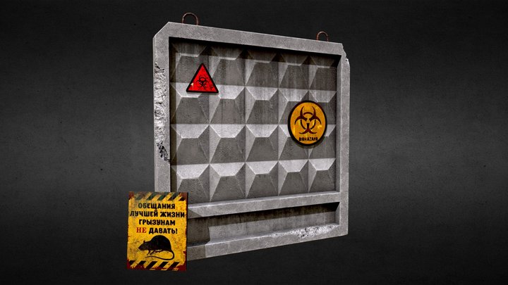 Concrete fence at the border of the danger zone 3D Model