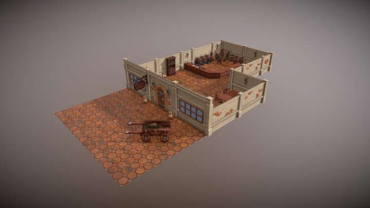 Stylized Low Poly Tavern (Modular) 3D Model