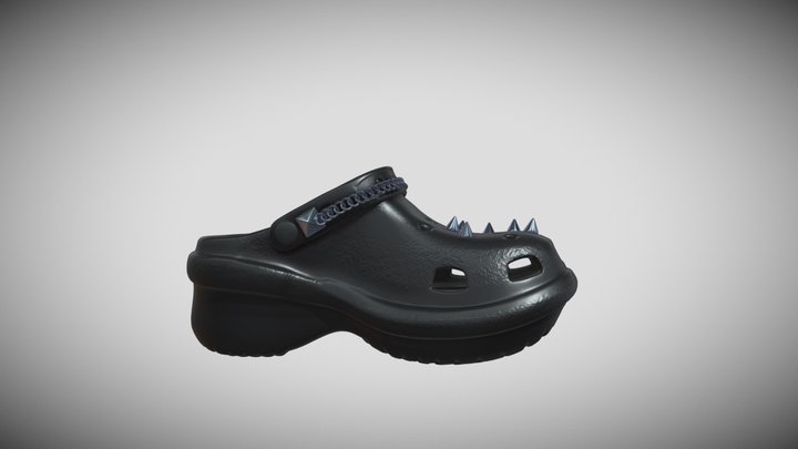 Crocs bae platform punk shoe in black 3D Model