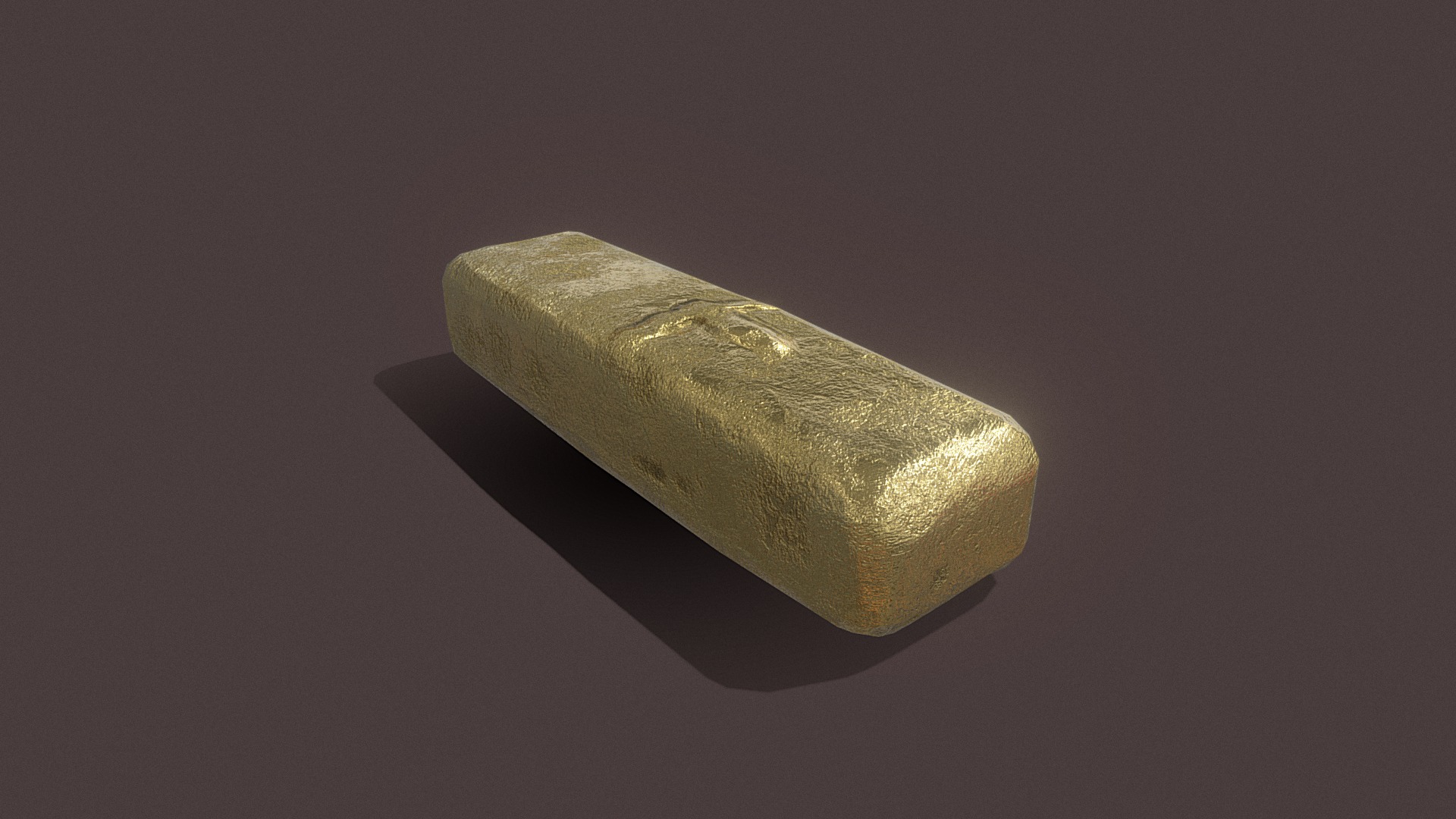 3D model Gold Ingot Small - This is a 3D model of the Gold Ingot Small. The 3D model is about a stone with a dark background.