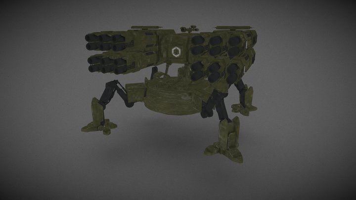 Sci-fi self-propelled turret 3D Model