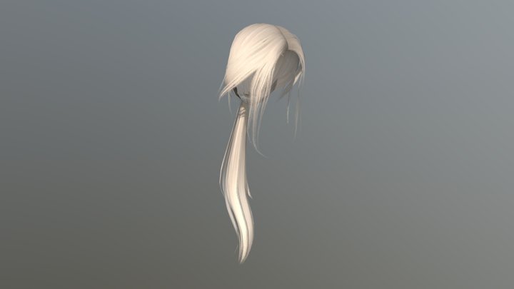 Wavy White Ponytail (With Bones) 3D Model