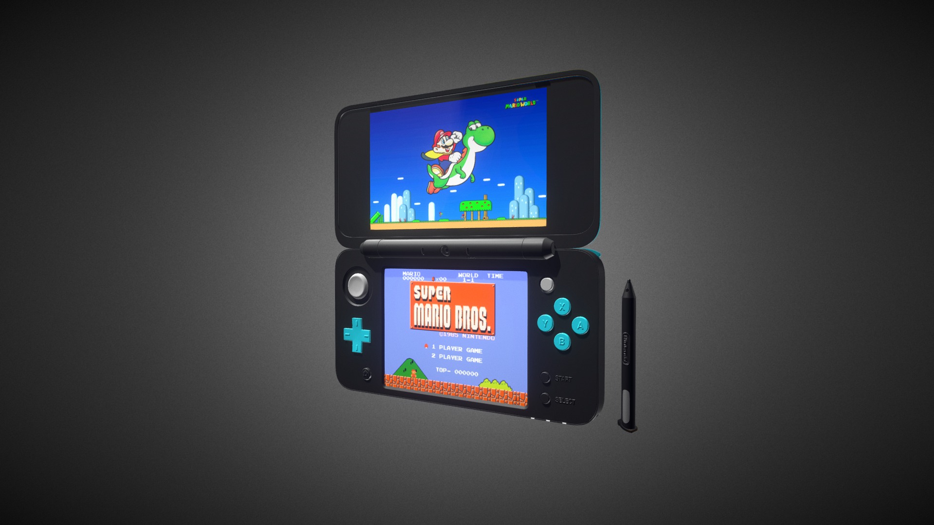 3D model New Nintendo 2DS XL for Element 3D - This is a 3D model of the New Nintendo 2DS XL for Element 3D. The 3D model is about a black rectangular device with a screen.