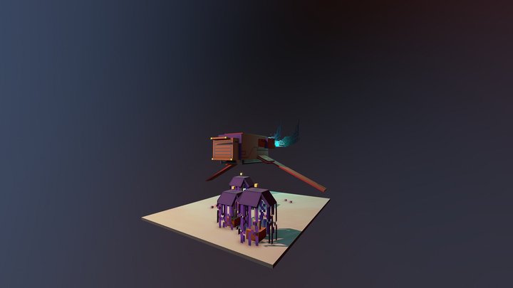 Purple tree moon landing 3D Model