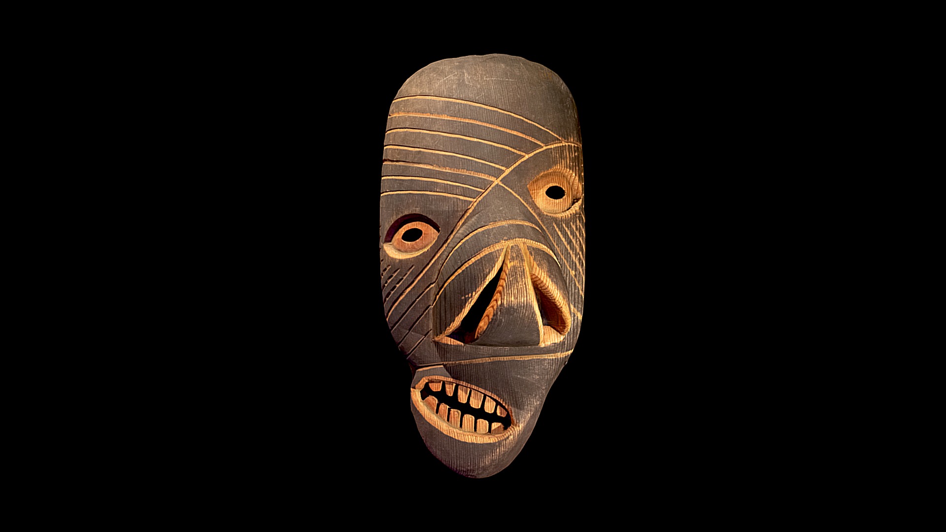 3D model Inuit wooden mask - This is a 3D model of the Inuit wooden mask. The 3D model is about a mask with a face.