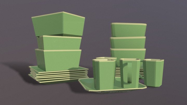 Kitchen Project: Green Dinner Ware 3D Model