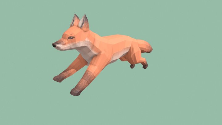 Low poly fox running animation 3D Model