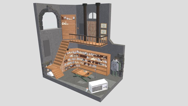 Frankenstein Laboratory Diorama. 3D Model