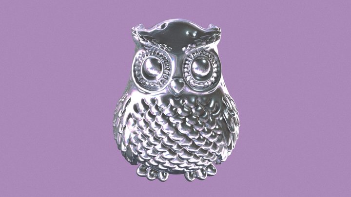 Silver Owl Pendant Sculpt 3D Model