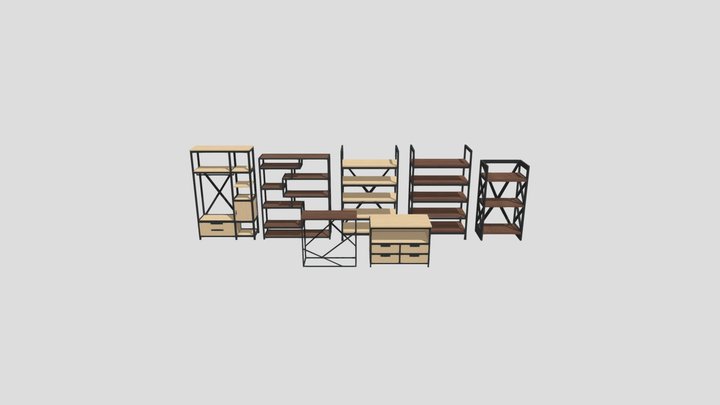 Loft Style Shelfs 3D Model