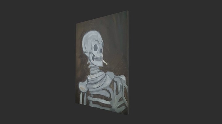 Skeleton with a burning cigarette 3D Model