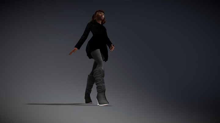 Nilda Female Character Walk Animation 3D Model