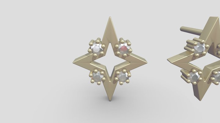 4 Points Star Studs 3D Model