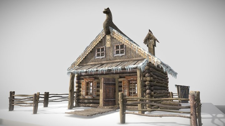 Medieval Cabin with Courtyard 3D Model