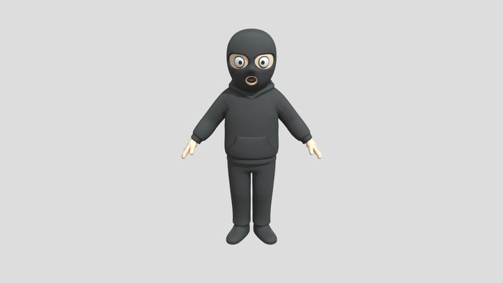 Masked Figure in Black 3D Model