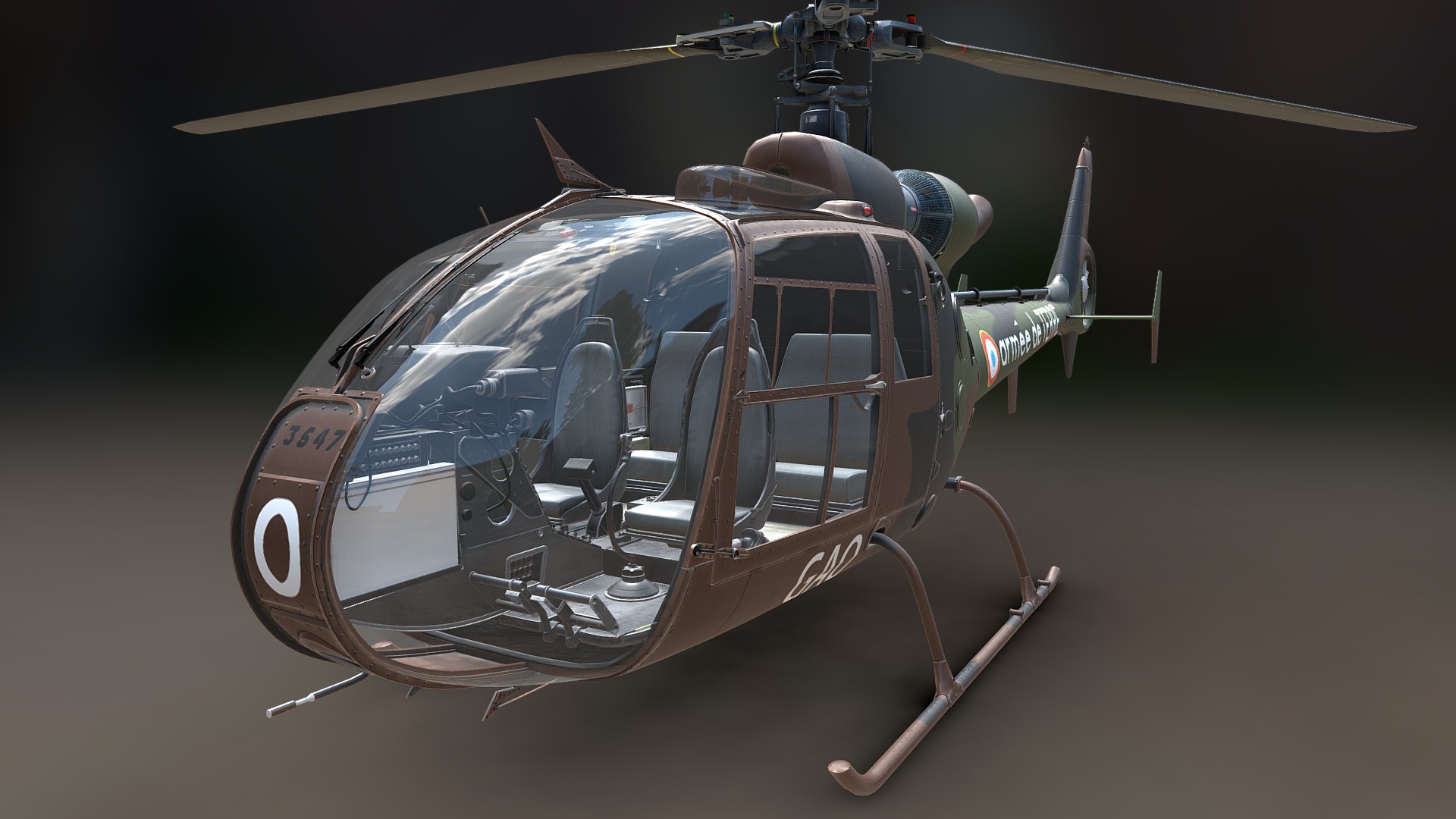 3D model Helicopter Gazelle - This is a 3D model of the Helicopter Gazelle. The 3D model is about a space ship in space.