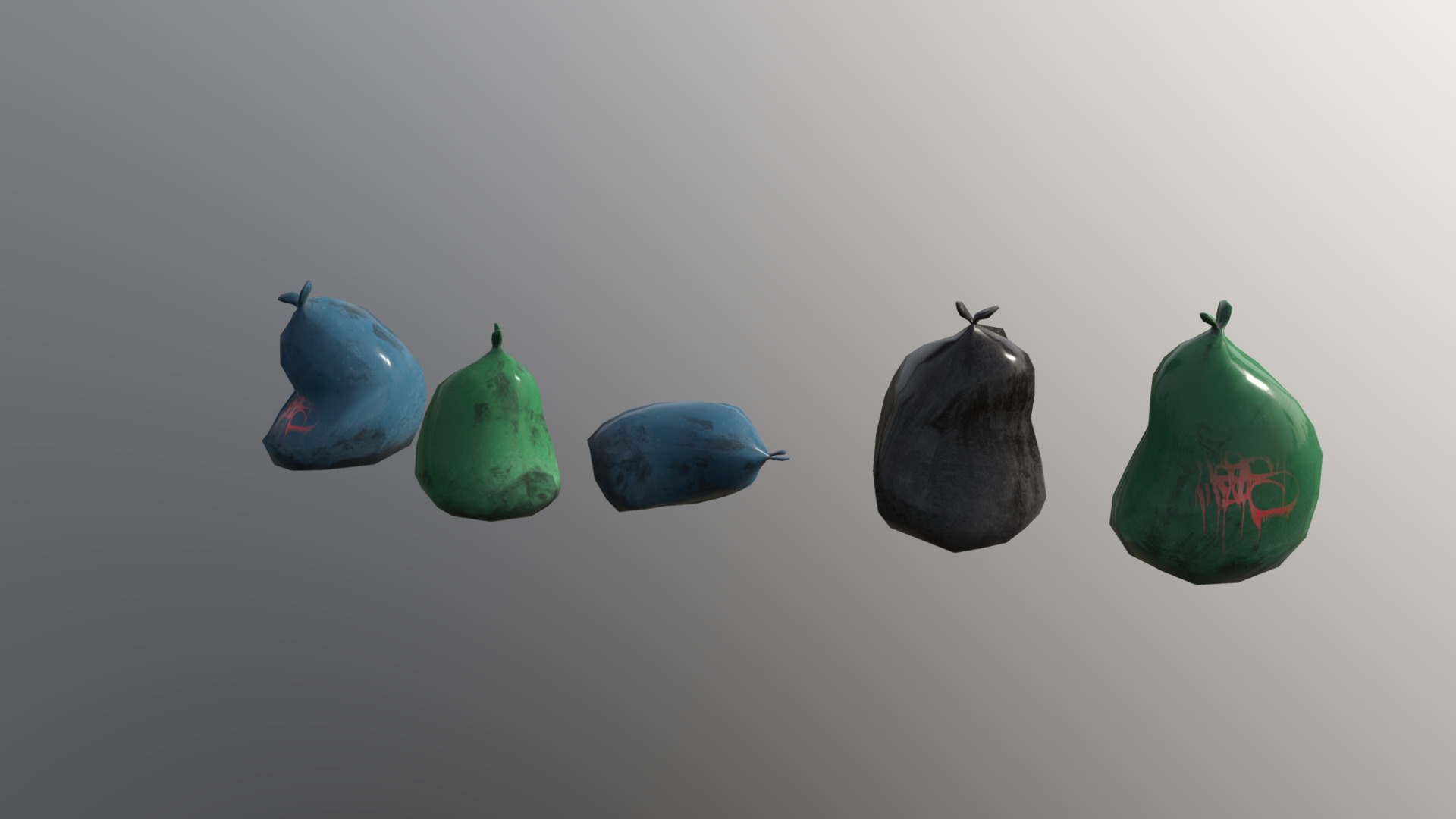 3D model TrashBags - This is a 3D model of the TrashBags. The 3D model is about a group of colorful objects.