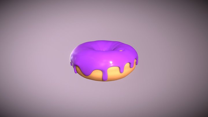 Purple Donut Basic No Topping 3D Model